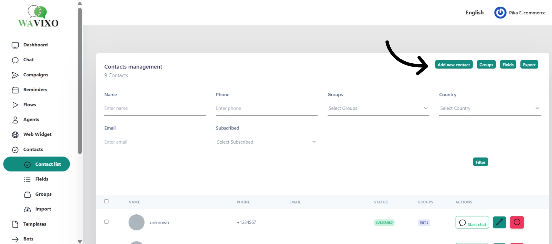 Add new contact button